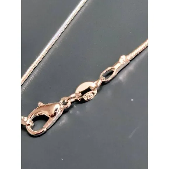 Mom Mother Sterling Silver 925 Heart Gem Pendant on Snake Rope Chain Necklace - Picture 11 of 14